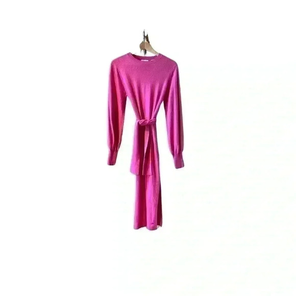 Ted Baker Women Essya Slouchy Tie Front Midi Knit Sweater Dress Pink - Picture 2 of 8